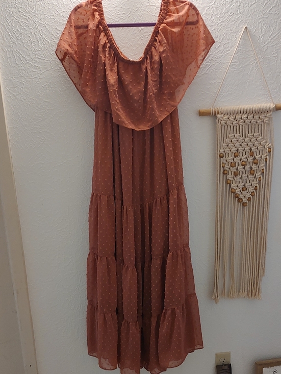 Dresses & Skirts - Rust Swiss Dot Tiered Maxi Dress - Baltic Born